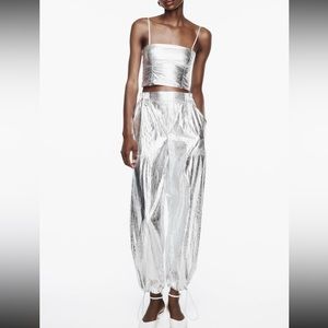 Zara metallic troussers xs